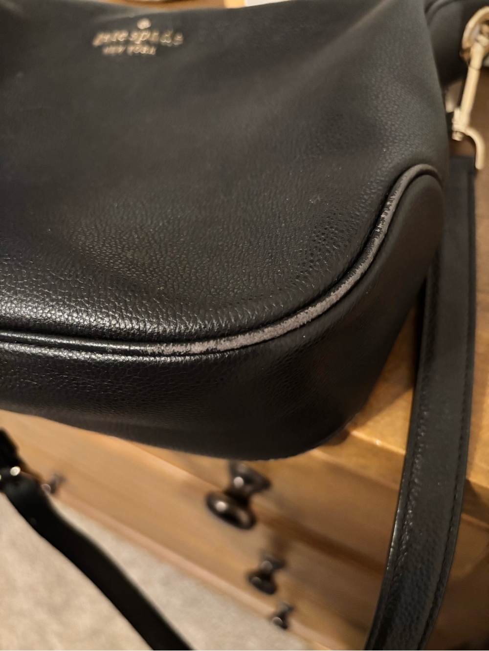 kate spade Black Pebble Leather Crossbody with Gold Logo - Picture 4 of 6